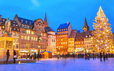 Weihnachtsmarkt in Straßburg im Elsass, Frankreich