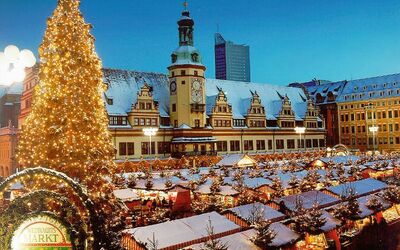Weihnachtsmarkt in Leipzig, Deutschland